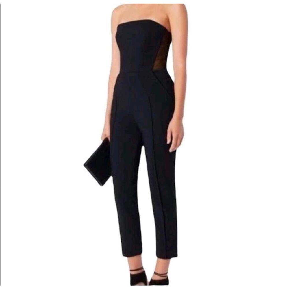 NICHOLAS Strapless Navy Blue Jumpsuit With Black Lace Size Xs-small